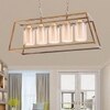 Eliante Hanging Light, 5 Bulb, Champagne Glass Shade, Mild Steel, Modern Pendant Lighting