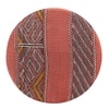 Louisville Acacia Wood Parisian Round Pouf Stool in Red Jacquard