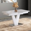 Caribu Glass 4 to 6 Seater Extendable Dining Table in White Ceramic Finish