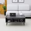 Hexa Engineered Wood Coffee Table With Storage And Open Rack In Slate Grey