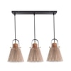 Liebe Cluster Wood And Metal Hanging Pendant Light With Beige Cotton Shade