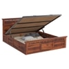 Madhavi Solid Wood King  Size Bed With Hydraulic Storage (Honey Oak Finish)