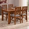 Globally Indian Patrika Solid Sheesham Wood 4 Seater Dining Table Set 4 Chairs Grey