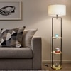 Gallow Metal Multiutility Shelf Floor Lamp With White Cotton Shade