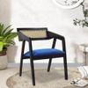 Serene Solid Wood Lounge Chair In Blue Fabric