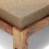 Irish Sheesham Wood Coffee Table With 2 Stools Set In Teak Finish & Jute Beige Fabric Cushions