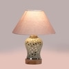 Devansh Conical Grey Cotton Shade Lamp With Wood & Mosaic Glass Base For Decoration/Office/Home/Gifting/Study For Decoration/Office/Home/Gifting/Study -(10X10X14.5) Inches -A