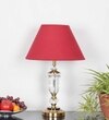Ashurst Black & Antique Brass Finish Metal And Clear Crystal Glass Table Lamp With Maroon Cotton Shade