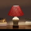 Devansh Conical Maroon Jute Shade Lamp With Wood & Mosaic Glass Base For Decoration/Office/Home/Gifting/Study For Decoration/Office/Home/Gifting/Study -(10X10X14.5) Inches -A