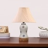 Devansh Off-White Cotton Shade Cross Pleated Lamp With Wood & Mosaic Glass Base For Decoration/Office/Home/Gifting/Study For Decoration/Office/Home/Gifting/Study