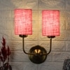 Devansh Metal Electric Wall Light in Gold Colour with Pink Shade Count of 2 Lights