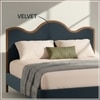Solara Wave Luxe Queen Size Bed in velvet With Oak wood Frame & Hydraulic Storage
