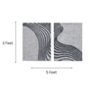Abstract Gray Wave Wool Silk Wall Art 2 Panel Set 5 x 3 Feet