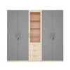 Tometrove Wardrobe Cum Bookcase Grey And Beige Teak