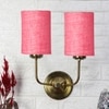 Devansh Metal Electric Wall Light in Gold Colour with Pink Shade Count of 2 Lights