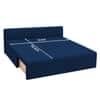 Marteen 3 Seater Velvet Pull Out Sofa Cum Bed in Navy Blue Color With Storage