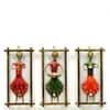 Desert Art Metal Handpainted Lady Musician Wall Hanging Set of 3 in Green Colour
