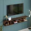 Sanque Large Engineering Wood Wall Mount Tv Entertainment In Brown Maple Finish