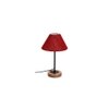 Willie Maroon Natural Fiber Shade Table Lamp with Natural Wood & Iron Base