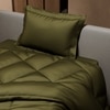 Stoa Paris Comforter for Single Bed, 300TC Satin Comforters in Olive Oasis