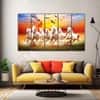 The Castle Decor 7 Running Horses Vastu Wall Art Framed Painting 27x48 Inch (Style 4)