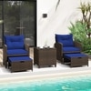 Carry Bird Wicker Patio Furniture Outdoor Balcony Chairs In Brown And Navy Blue Colour