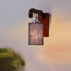 Devansh Solid Wood Electric Wall Light in Brown Colour with Blue Shade Count of 1 Light