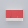 3 Doors Modular Wall Mounted Kitchen Cabinet With Organizer Shelf In Scarlet Red Finish