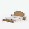 Pillowcastle Sofa Cum Bed Upholstered Bed With Brown Upholstered Panels At The Back In White and Brown Colour