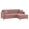 Convil Velvet L Shape 4 Seater Sofa in Pink Color