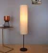Large Shade Club Floor Lamp in Beige Shade