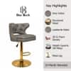 Doe Buck Verona Faux Leather Adjustable Bar Stool in Grey Colour with Gold Base