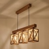 Symmetric Beige Solid Wood Cluster Hanging Light