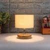 Palmyra Off White Fabric Shade Table Lamp with Natural Wooden Base