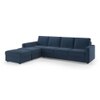Apollo Compact Sofa (Colour : Lapis Blue, Cushion : Soft, Back Type : Regular, Seating Capacity : Left Aligned 3 Seater + Left Aligned Chaise + Ottoman)