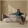 Plushprestige Wood 3 Seater With Upholstery Non Storage Sofa In Grey Colour