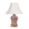Devansh Off-White Cotton Shade Lamp With Wood & Mosaic Glass Base For Decoration/Office/Home/Gifting/Study For Decoration/Office/Home/Gifting/Study