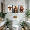 The Castle Decor Highland Cow Bathroom Wall Art Set of 3 12x18 Inch