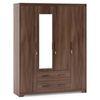 Hilton 4 Doors 2 Drawers Wardrobe With Mirror and Lock - Chestnut Acacia