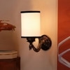 Devansh Metal Electric Wall Light in Antique Gold Colour with White & Black Shade Count of 1 Light