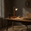 Hexspot Brown Wooden Table Lamp with Beige Wooden Lampshade