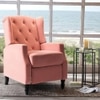 Louis Solid Wood One Seater Manual Recliner in Pink Colour