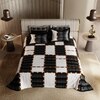 Stoa Paris Super King 5PC Satin Bedding Set  5PC Black-White Grey