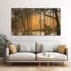 The Castle Decor Golden Deer Wall Art Framed Painting 27x48 Inch (Style 3)