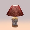 Devansh Conical Maroon Jute Shade Lamp With Wood & Mosaic Glass Base For Decoration/Office/Home/Gifting/Study For Decoration/Office/Home/Gifting/Study -(10X10X14.5) Inches -A