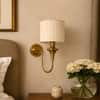 Devansh Metal Electric Wall Light in Antique Gold Colour with Black Shade Count of 2 Lights