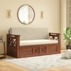 Bram 3 Seater Sofa Cum Bed in Honey Finish with Macadamia Brown Colour