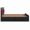 Yashika Solid Wood King Size Hydrulic Storage Bed In Black Finish (Burgundy Red Fabric) (72 - 78 inch)