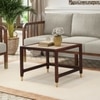 Sera Square Solid Wood And Marble Coffee Table In Mango Walnut Finish