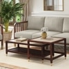 Sera Rectangular Marble and Square Marble Nested Coffee Table in Walnut Finish